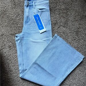 Blue Moment High Waisted Stretchy Wide Leg Jeans
